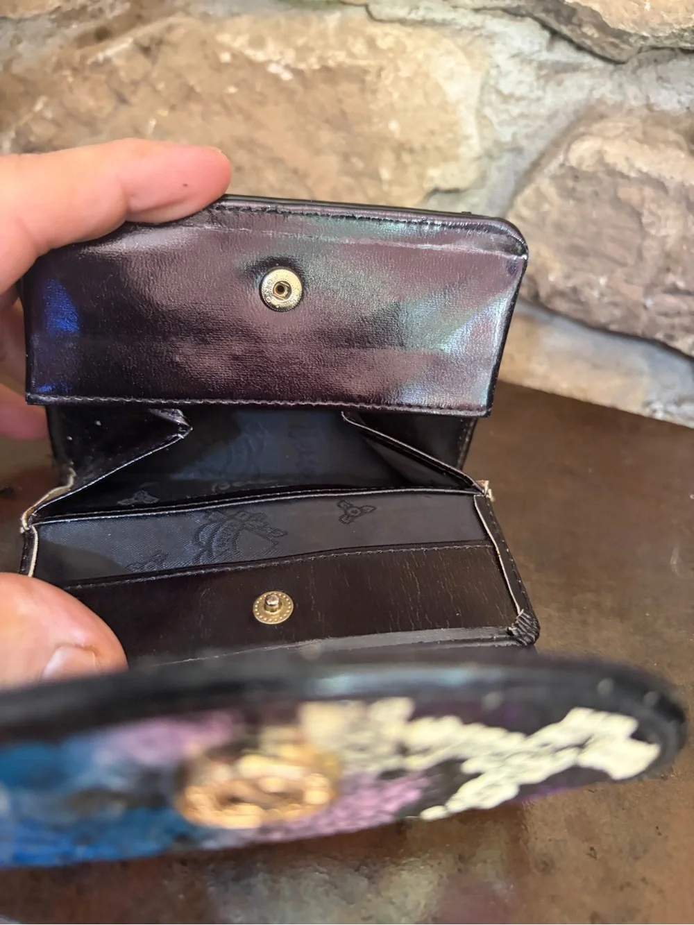 Betsey Johnson Betseyville Blue Purple Cream Snake-Print Wallet